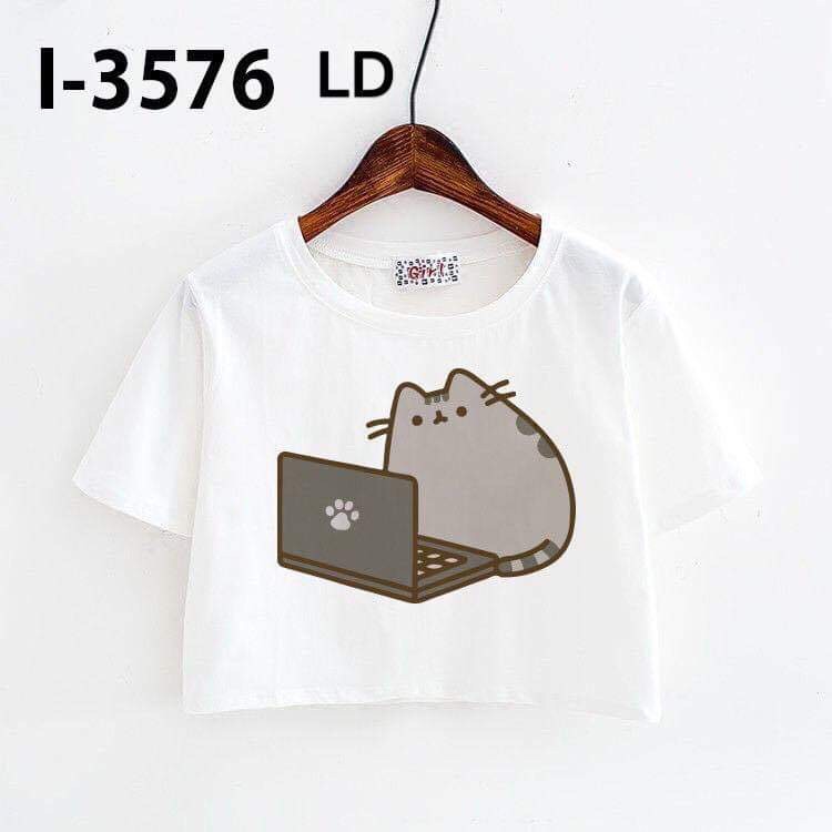 Áo croptop mèo laptop LDU0319
