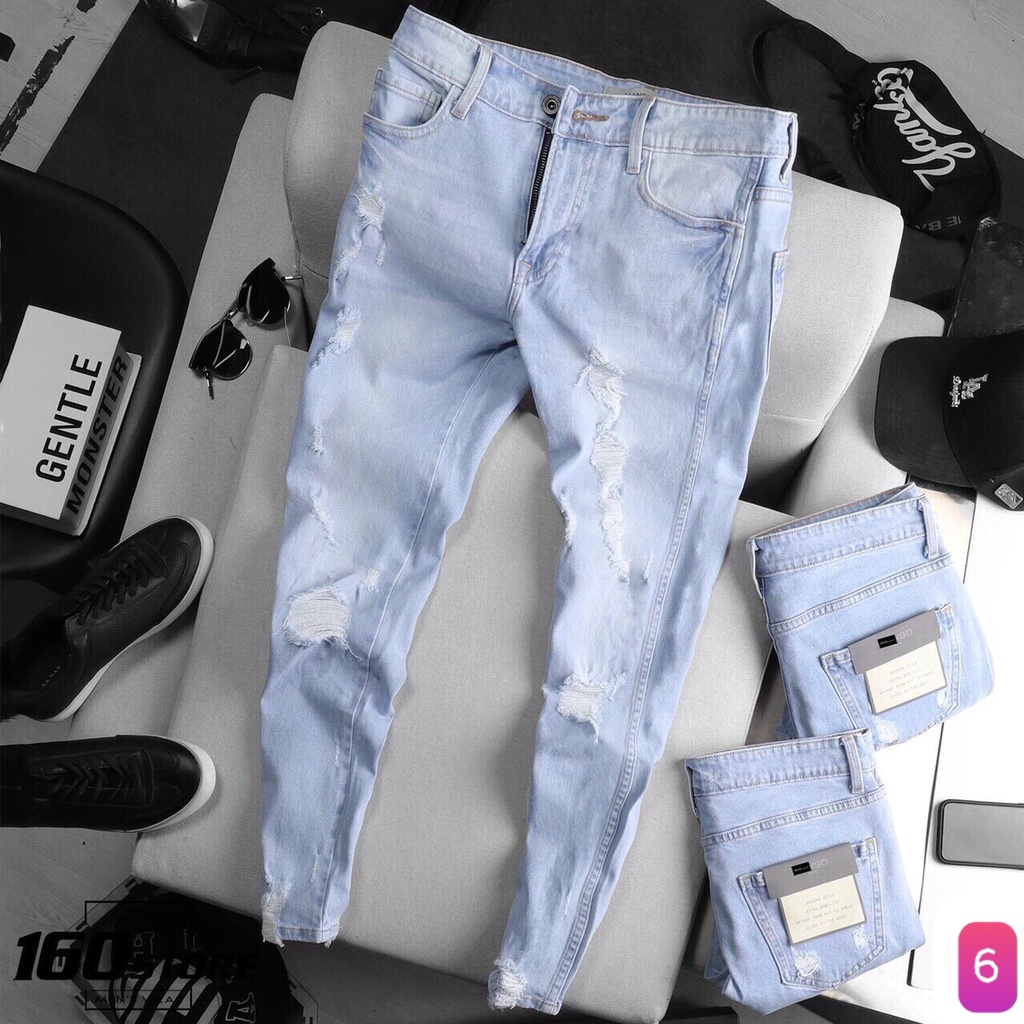 Quần Jean Nam Co giãn Ống Đứng Rin Chất Bò Co Giãn 4 Chiều M34