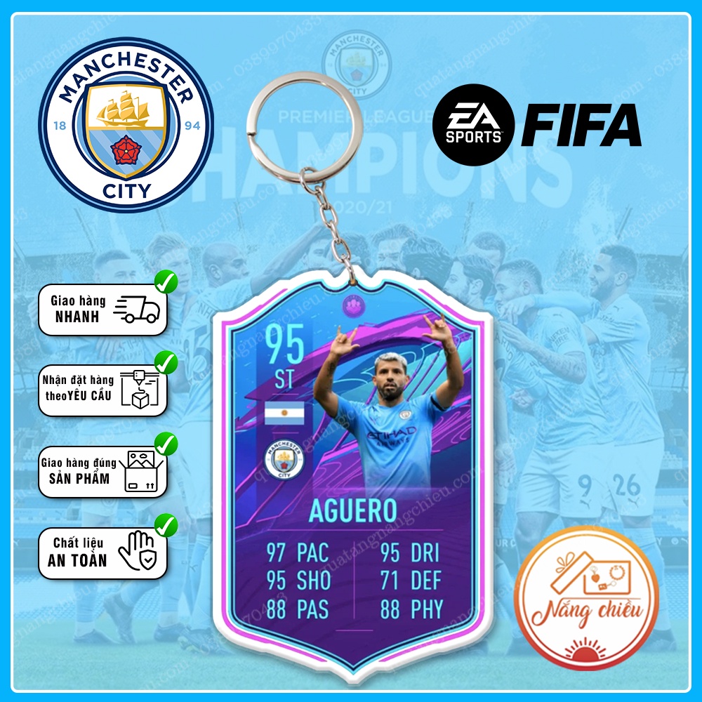 Móc Khóa Kun Aguero, CLB bóng đá Manchester City ☘️MÓC KHÓA THẺ CẦU THỦ☘️