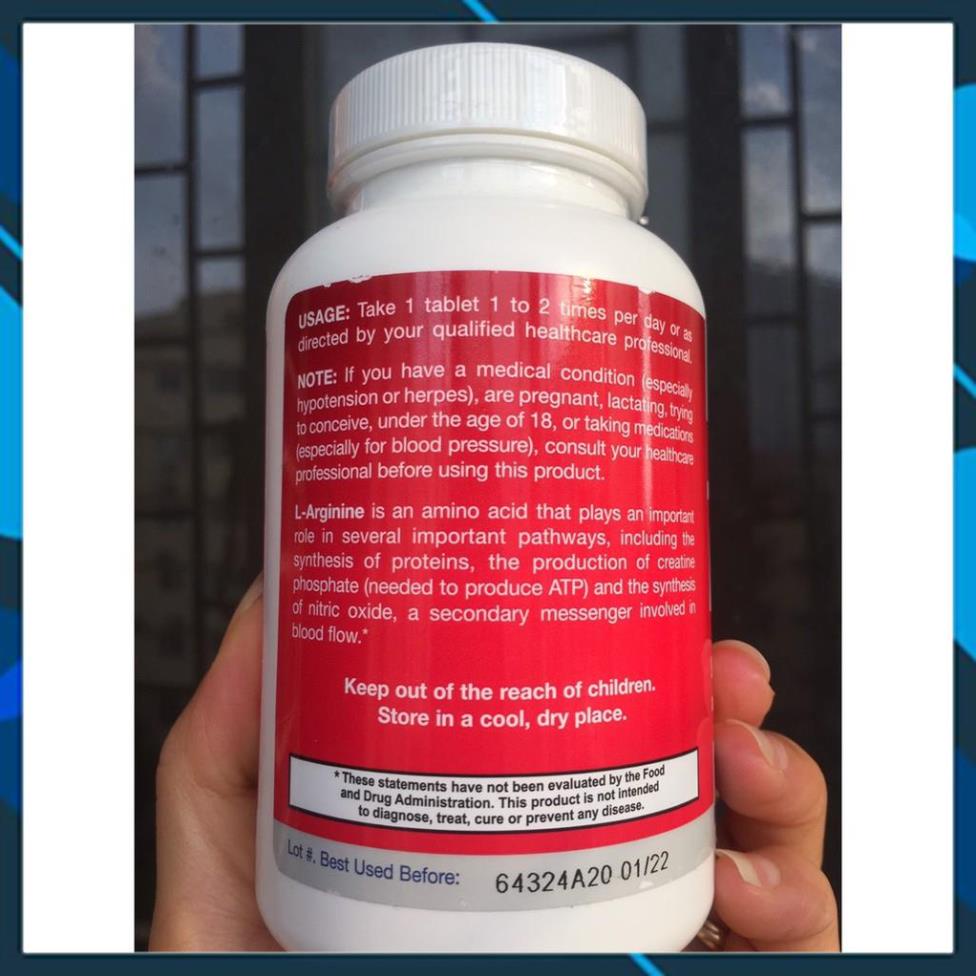 Viên uống Jarrow Arginine 1000mg  của Mỹ  hỗ trợ tăng cường thải độc gan hộp 100 viên