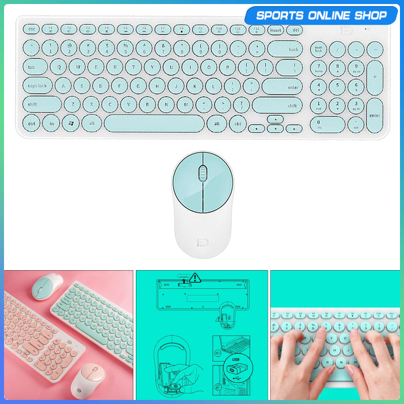 Bàn Phím Và Chuột Không Dây Tròn Mỏng 2.4g | BigBuy360 - bigbuy360.vn