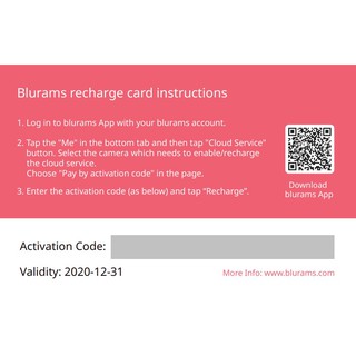 Thẻ nạp dịch vụ Cloud Blurams - Thời hạn 03 tháng