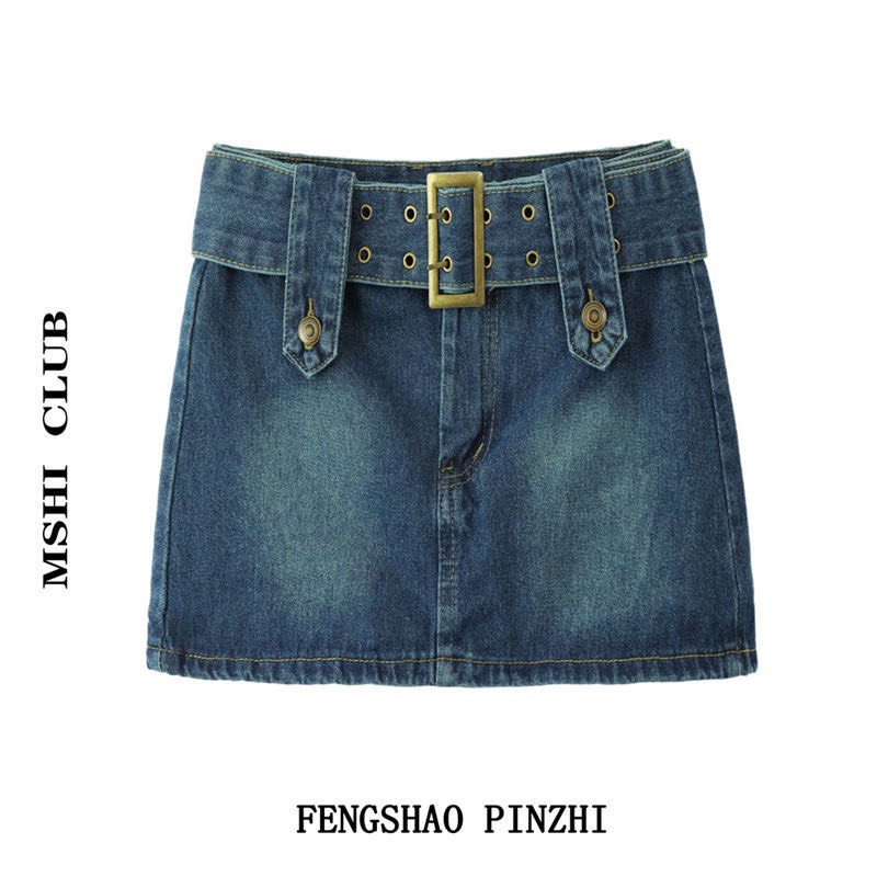 Quần Giả Váy Denim Jean Kèm Đai Chân Váy Chữ A Jean Ngắn Ôm Body CV16602