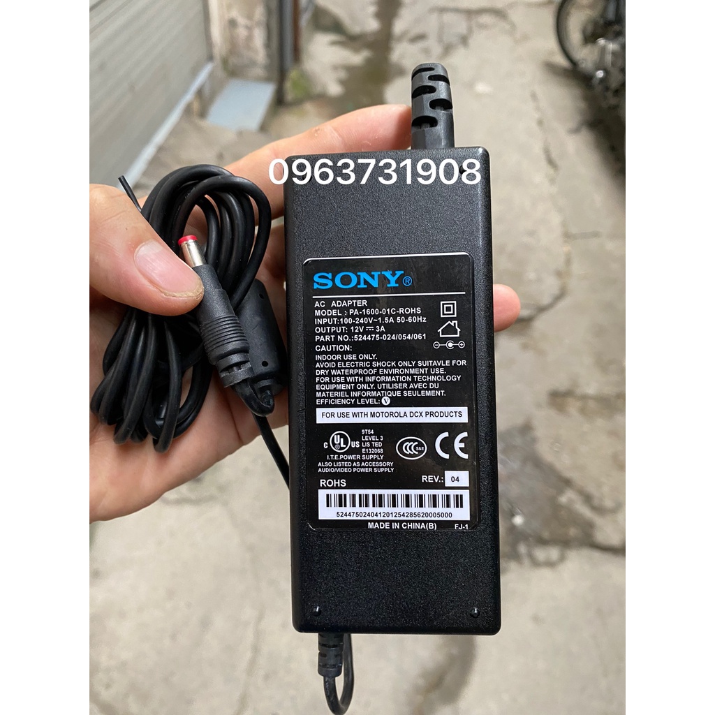 Nguồn 12V 3A cho đầu ghi hình camera chính hãng Sony bảo hành 12 tháng