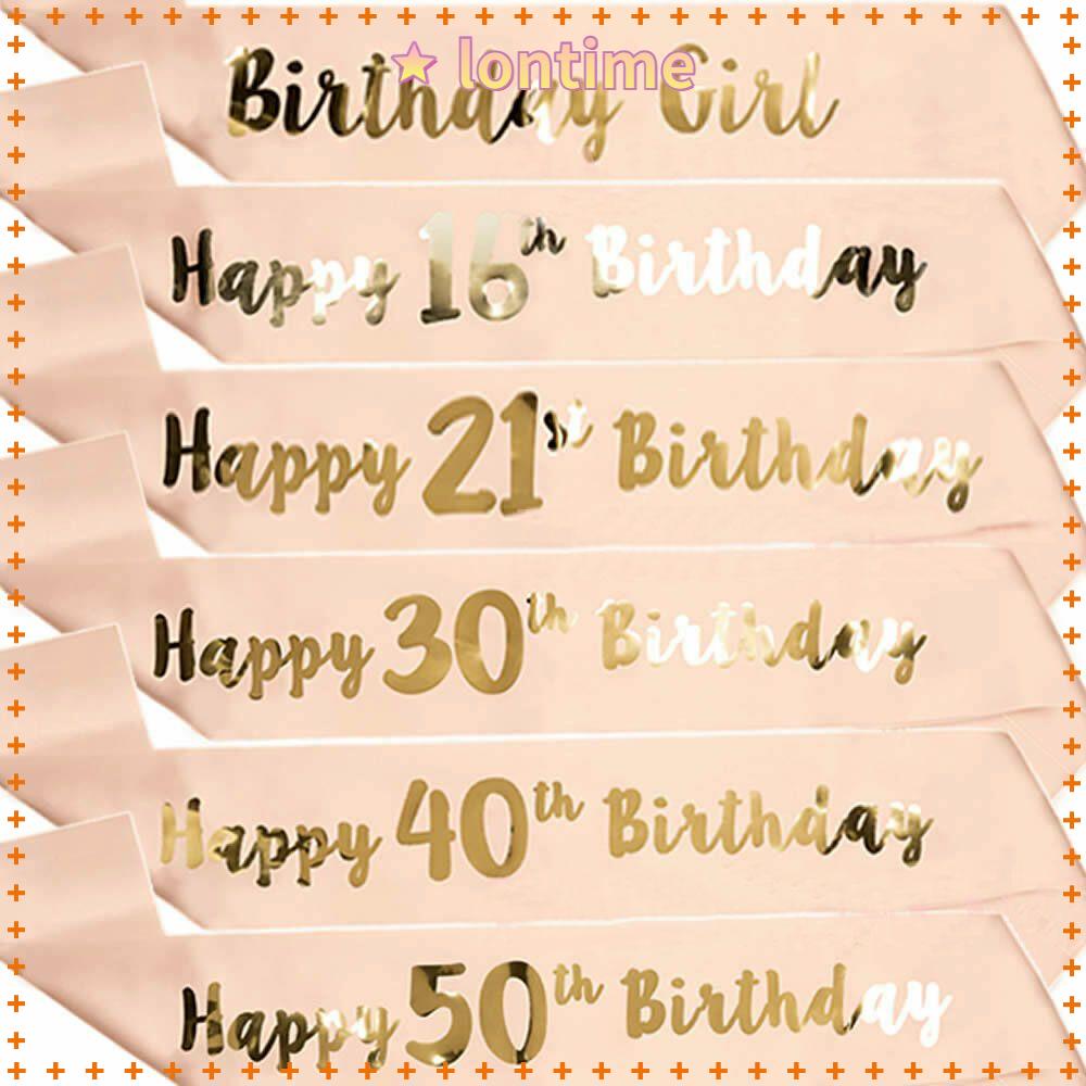 LONTIME Rose Gold Birthday Ribbon Sash for Women Party Decor DIY Romantic Gift