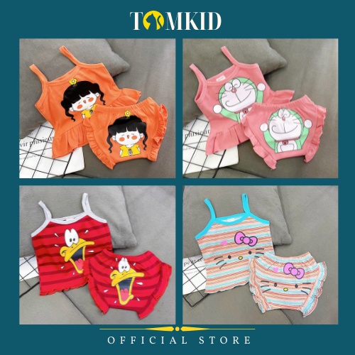 Bộ 2 dây bé gái, đồ bộ cho bé gái chất cotton borip dày dặn thoáng mát co giãn tốt 8-23kg Tomkids