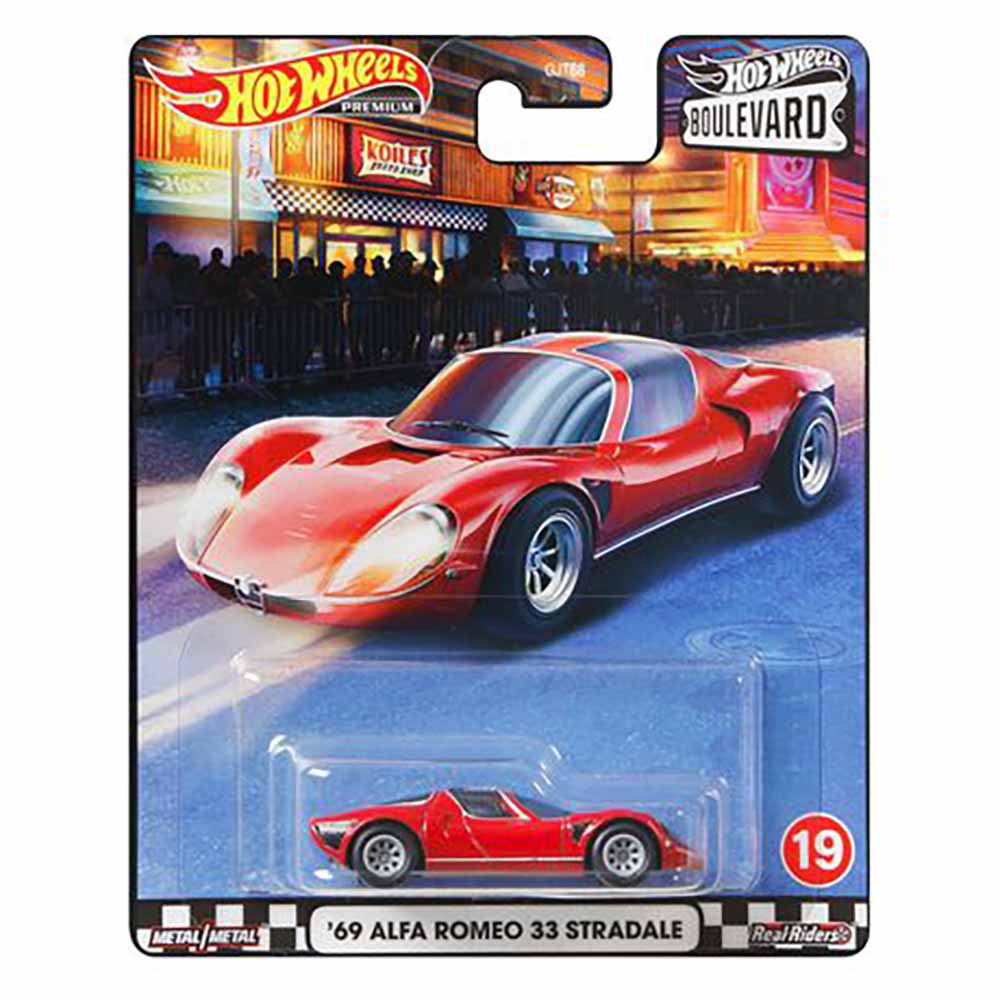 Xe mô hình bánh cao su 1/64 Hot Wheels Premium Boulevard '69 Alfa Romeo 33 Stradale