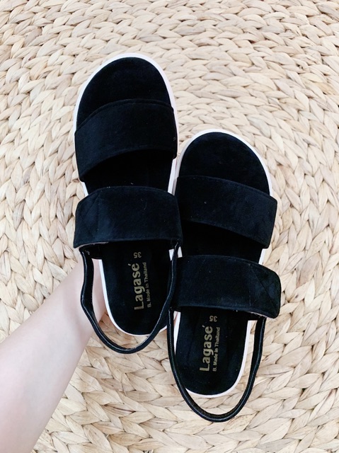 Giày Sandal bánh mì nữ Thái Lan quai ngang nhung đế xuồng (form giày rộng lùi lại 1 size)