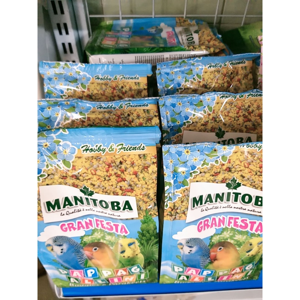 Thức ăn hoàn chỉnh cho vẹt size nhỏ và trung có cám trứng (gói 500g) Manitoba Gran Festa Pappagalini