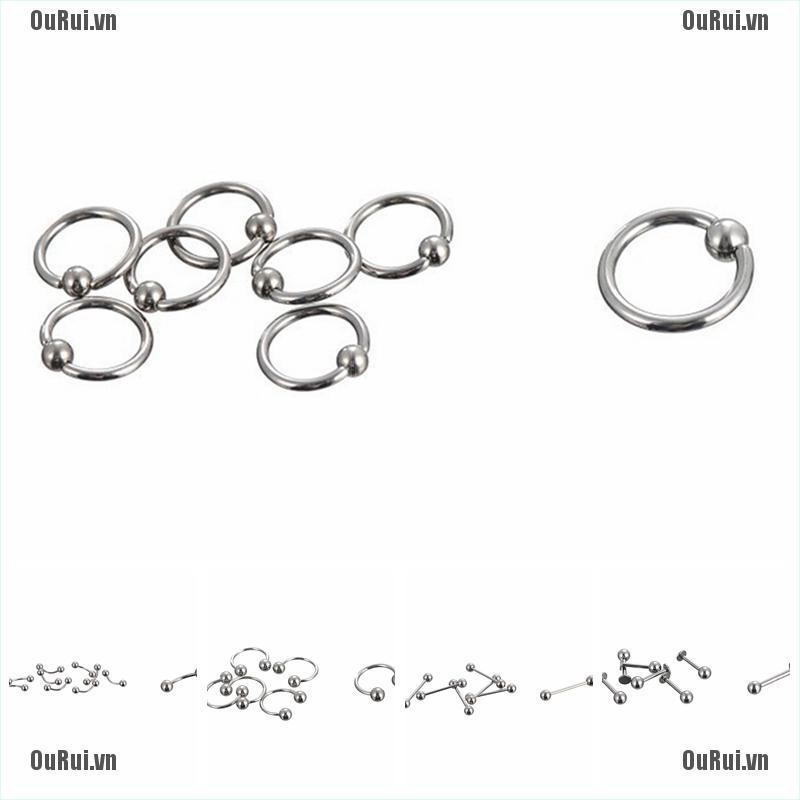 Bộ 10 Khuyên Xỏ Bằng Thép Không Gỉ Cá Tính Thời Trang