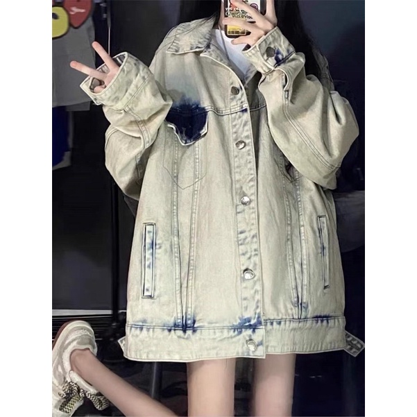 TKLIHN Áo khoác JEANS ulzzang loang màu BẠC MÀU fashionita 2022