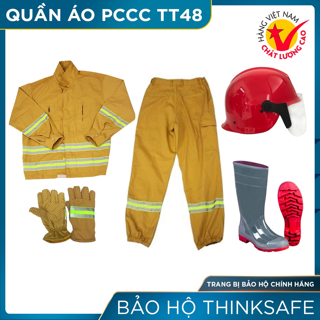 Quần áo PCCC Thinksafe, theo thông tư 48 có tem kiểm định PCCCAP-65, bộ trang phục PCCC, bộ món đầy đủ