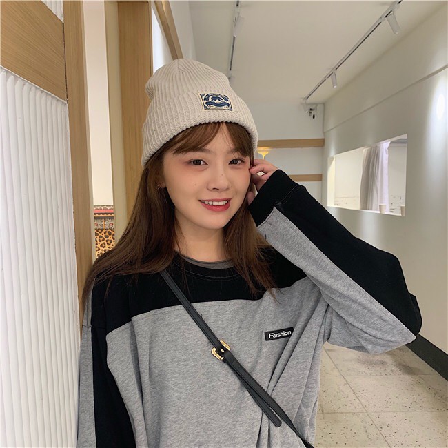 Nón Len Hai Lớp Thêu Hình Gấu Bắc Cực Phong Cách Đường Phố Mỹ Màu Sắc