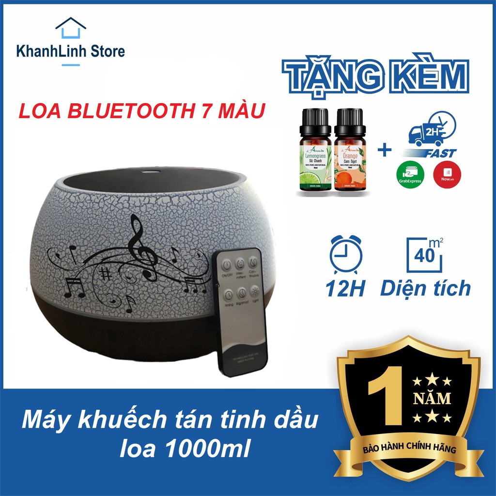 Máy xông tinh dầu có loa họa tiết trứng_xông và nghe nhạc_1000ml_2 màu vàng+đen_có điều khiển, đèn led đổi 7 màu, 2 chế