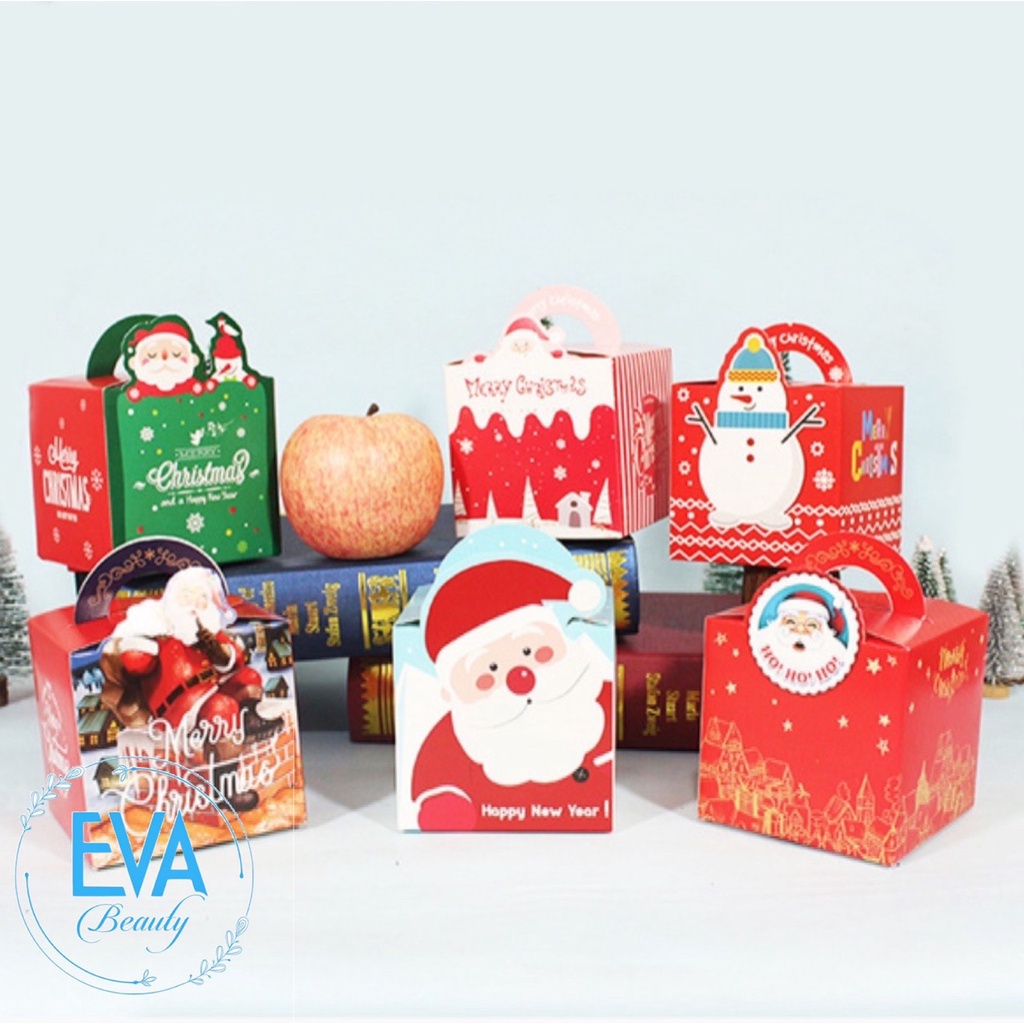 Hộp Đựng Quà Giáng Sinh / Hộp Quà Quai Xách Hoạ Tiết  Đựng Quà Noel Nhiều Mẫu M3059