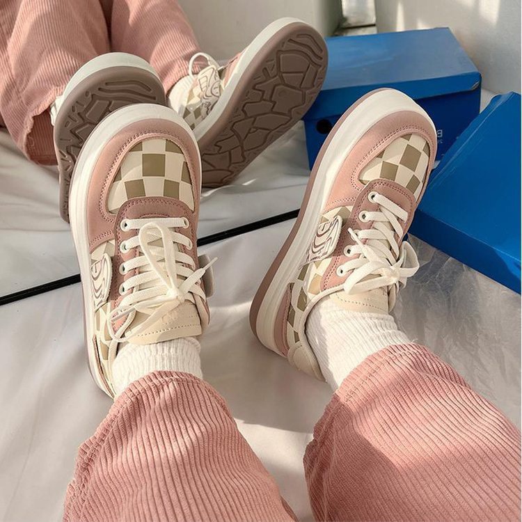 Giày nữ đế độn Họa tiết caro đế bánh mì màu mới HotTrend 2022  FLOWER G24 - nguyentrang239