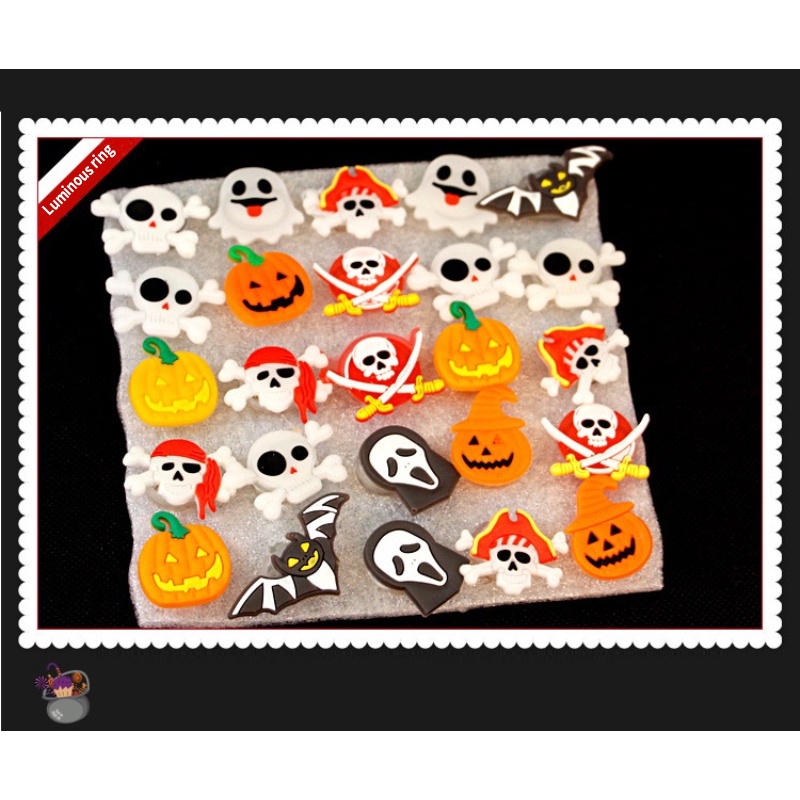 Nhẫn Đèn led Phát Sáng Hình Đầu Lâu / Bí Ngô Dễ Thương Trang Trí halloween Cho Trẻ Em