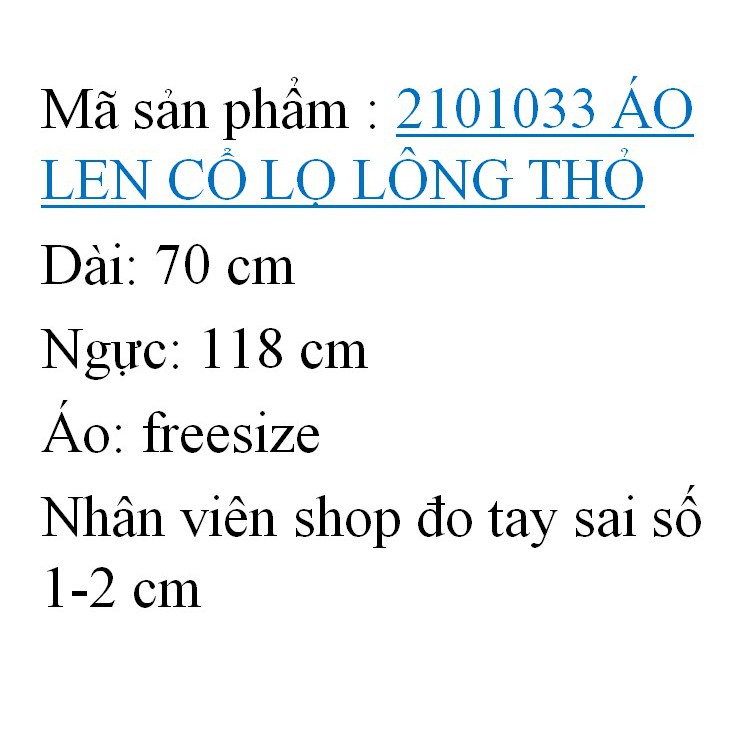 2101033 ÁO LEN CỔ LỌ LÔNG THỎ - FREESIZE