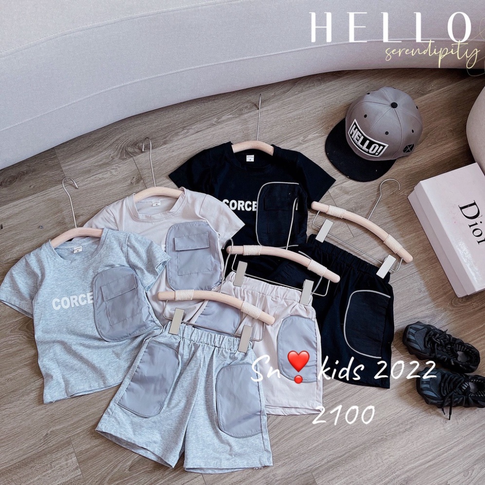 Bộ quần áo cộc tay thể thao bé trai, Bộ quần áo CORCEPT phản quang cho bé size 10-30kg