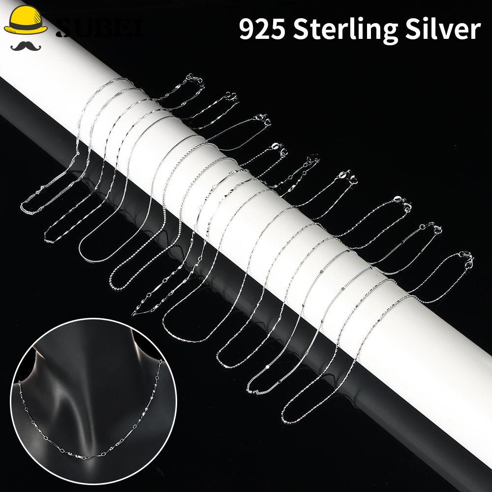 Vòng cổ Mạ Bạc 925 18 inch Hình Rắn Gợn Sóng Nhiều Kiểu Đơn Giản Thời Trang Cho Nam Và Nữ