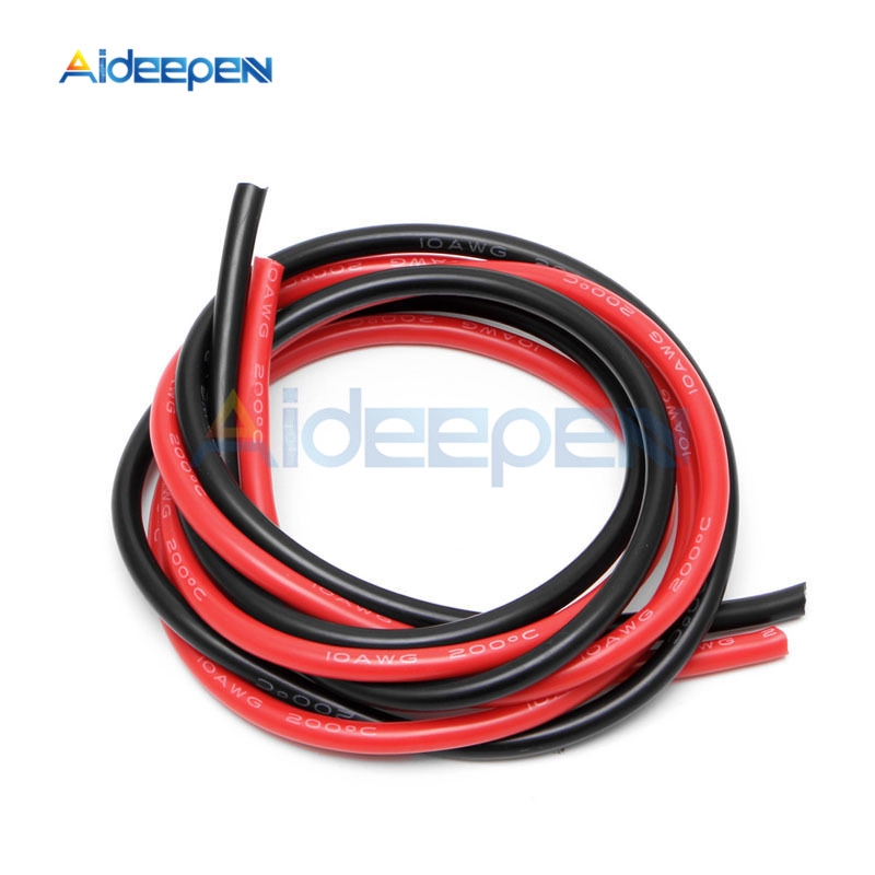 1 Pair 2M 10 AWG Gauge Wire Silicone Flexible Copper Stranded Cables For RC Black and Red | BigBuy360 - bigbuy360.vn