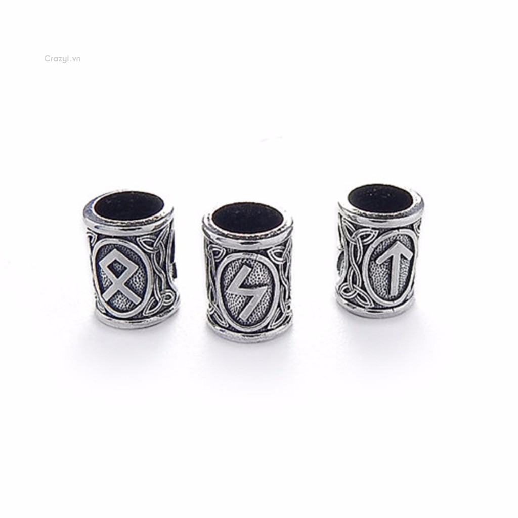 Crazyi Set 24 Hạt Phong Cách Viking Cổ Điển Dùng Làm Vòng Đeo Tay/ Dây Chuyền/ Dây Chuyền/ Tóc