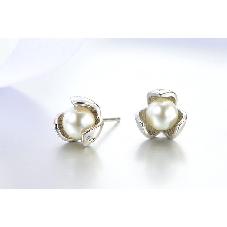 Bông Tai Mạ Bạc 925 Hình Hello Kitty Đính Ngọc Trai Xinh Xắn