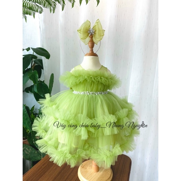 Váy công chúa bù xù xanh bơ