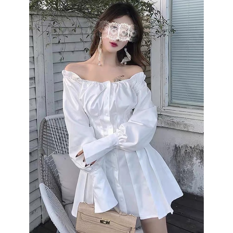 Đầm nữ sơ mi tay dài dáng xòe Emilyshop