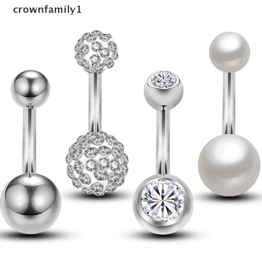 [crownfamily1] 4 Khuyên Rốn Đính Hạt Cườm 14G