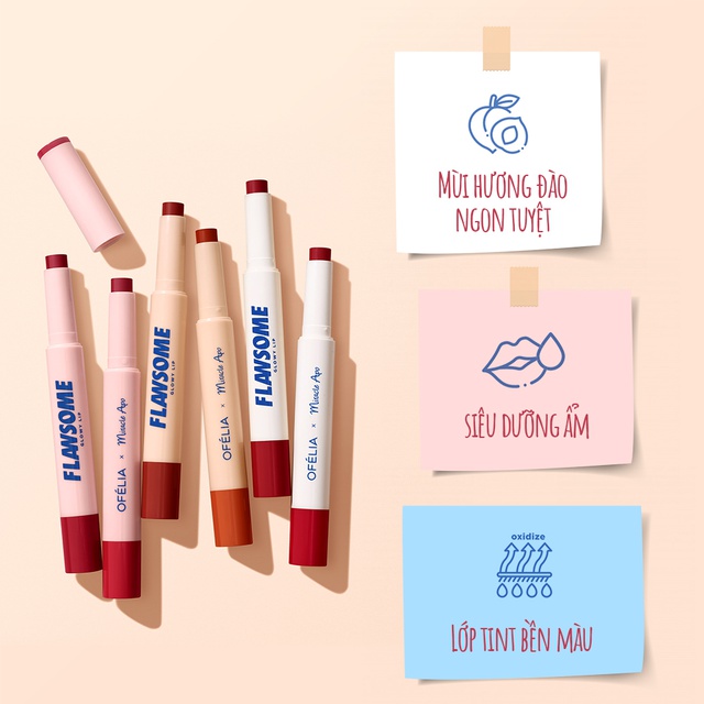 Set son Ofélia x Miracle Apo Flawsome Glow Lip The Red Set (2 x 2g) + TẶNG Túi Trang điểm Flawsome's Retro Cassette | BigBuy360 - bigbuy360.vn