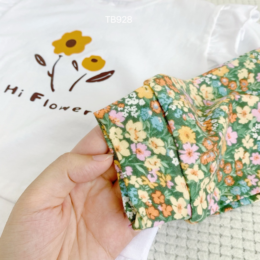 Bộ Dài Tay Thu Đông Cho Bé Gái Họa Tiết Hoa Nhí Flower Chất Cotton Cao Cấp Mềm Mại Co Dãn Tốt Từ 8-22Kg