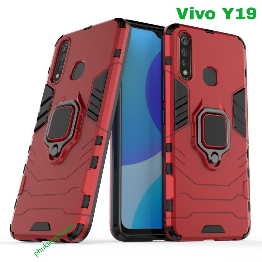 Ốp lưng Vivo Y19 Iron Man Iring chống sốc chống va đập mạnh giá đỡ xem phim