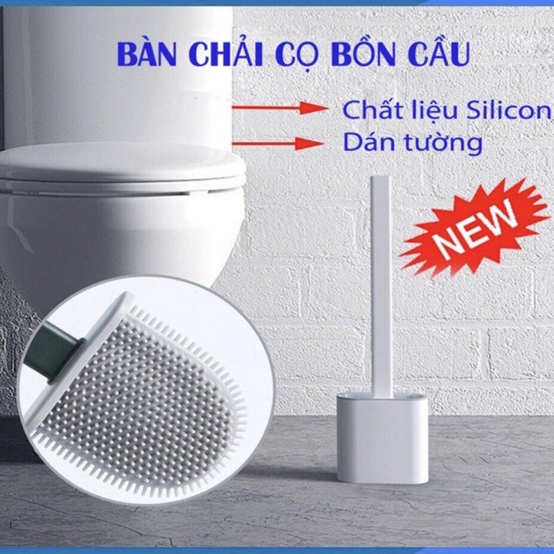 Bàn chải cọ bồn cầu tolet silicon đánh bay mọi vết bẩn góc khuất sáng bóng tích tắc