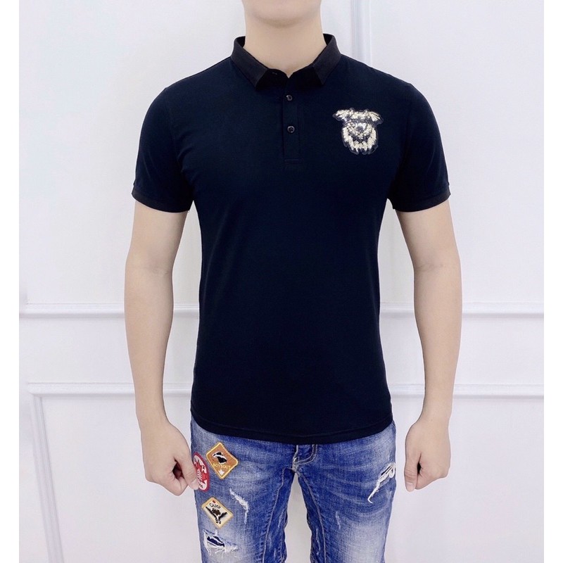 Áo thun nam cổ trụ chó sói đính kim sa(bán lẻ giá sỉ) | BigBuy360 - bigbuy360.vn