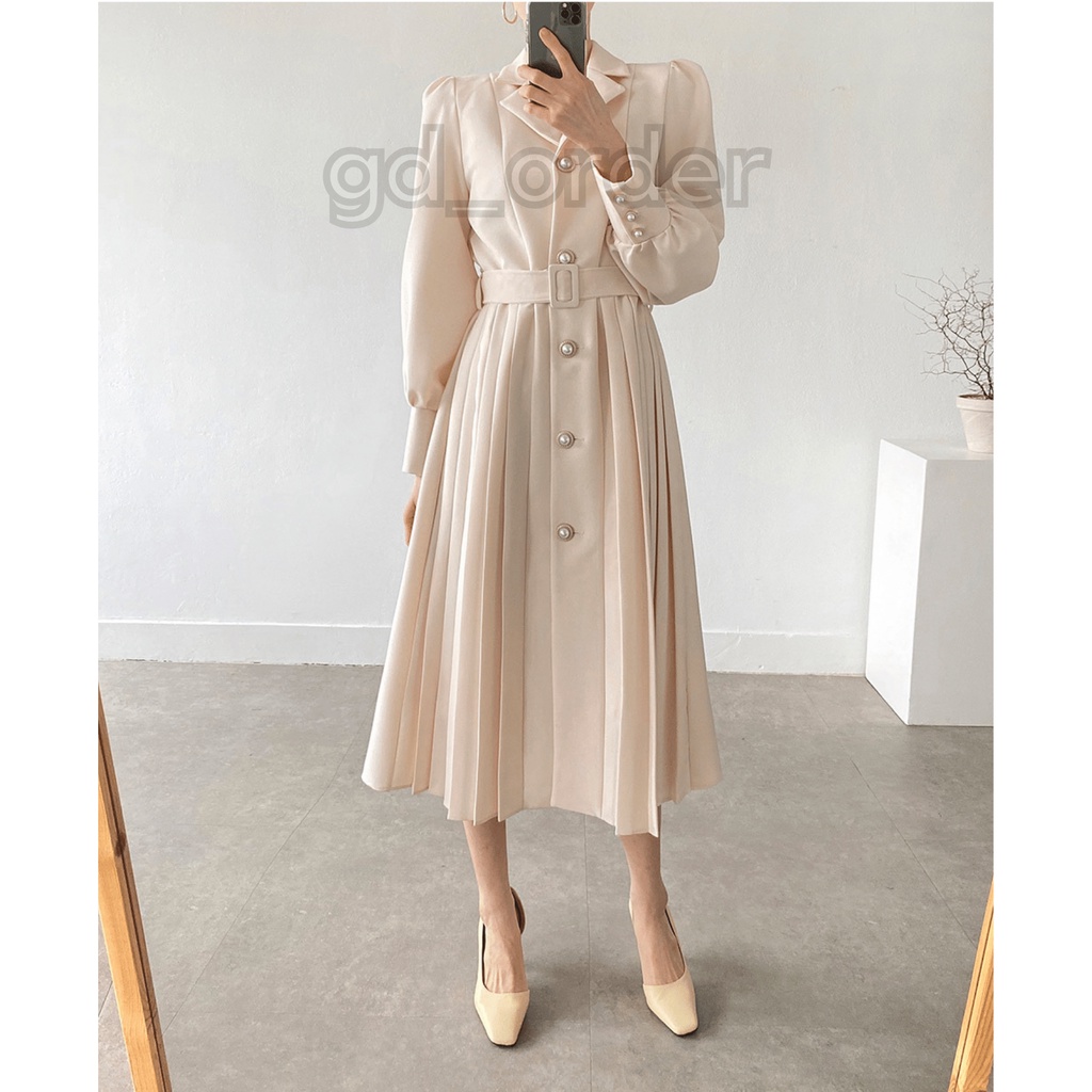 D55|Đầm hàn quốc công sở thiết kế xếp ly dài đẹp sang trọng, đơn giản gd_order