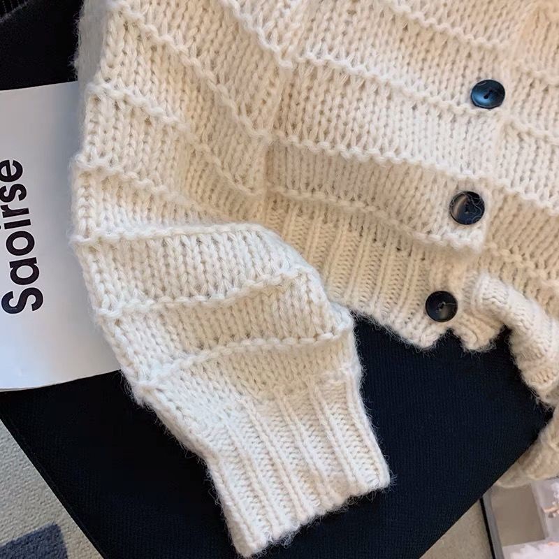 Áo Khoác Cardigan Dệt Kim Dáng Rộng Mềm Mại Thời Trang Mùa Thu Cho Nữ