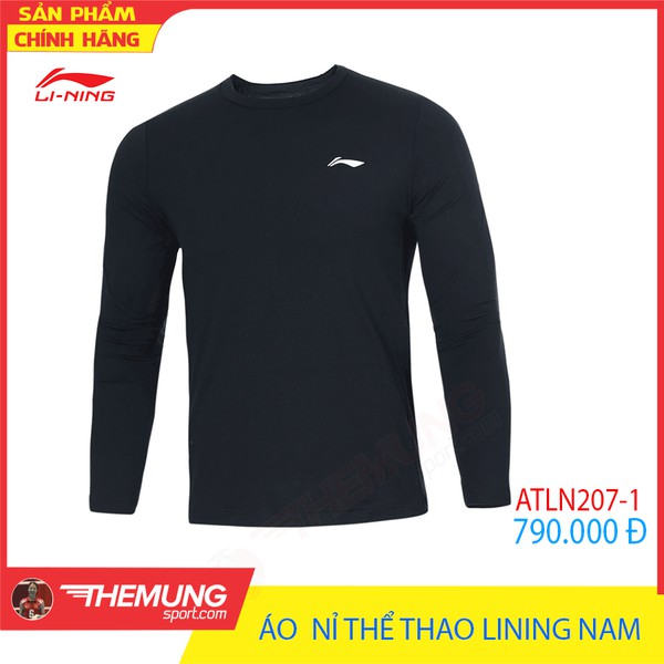 [ATLN207-1] Áo nỉ dài tay thể thao nam Lining (Đen)