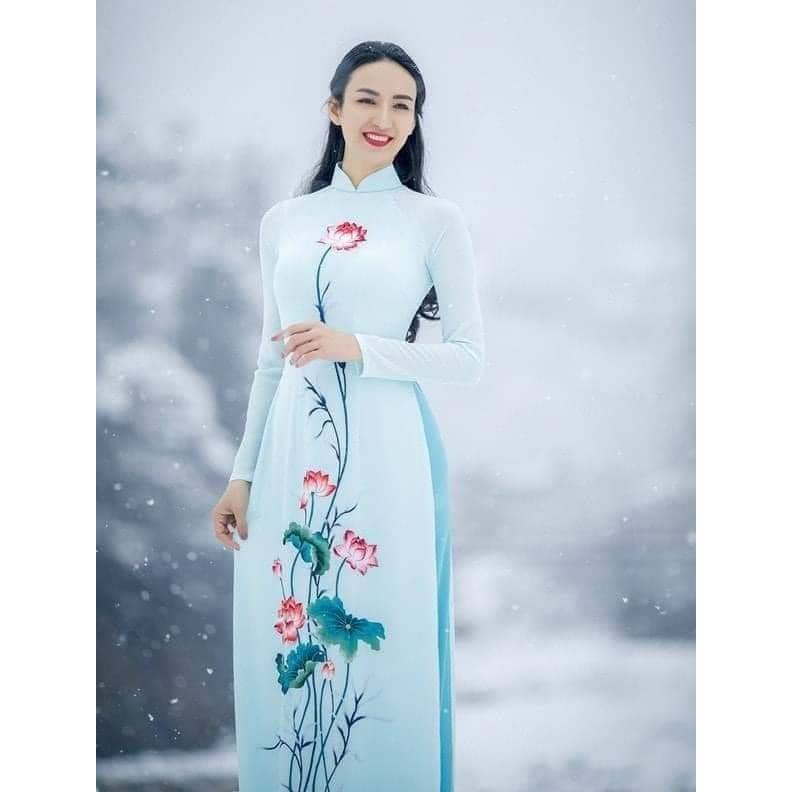 Vải áo dài in 3D họa tiết siêu xinh, vải lụa mềm, hình thật