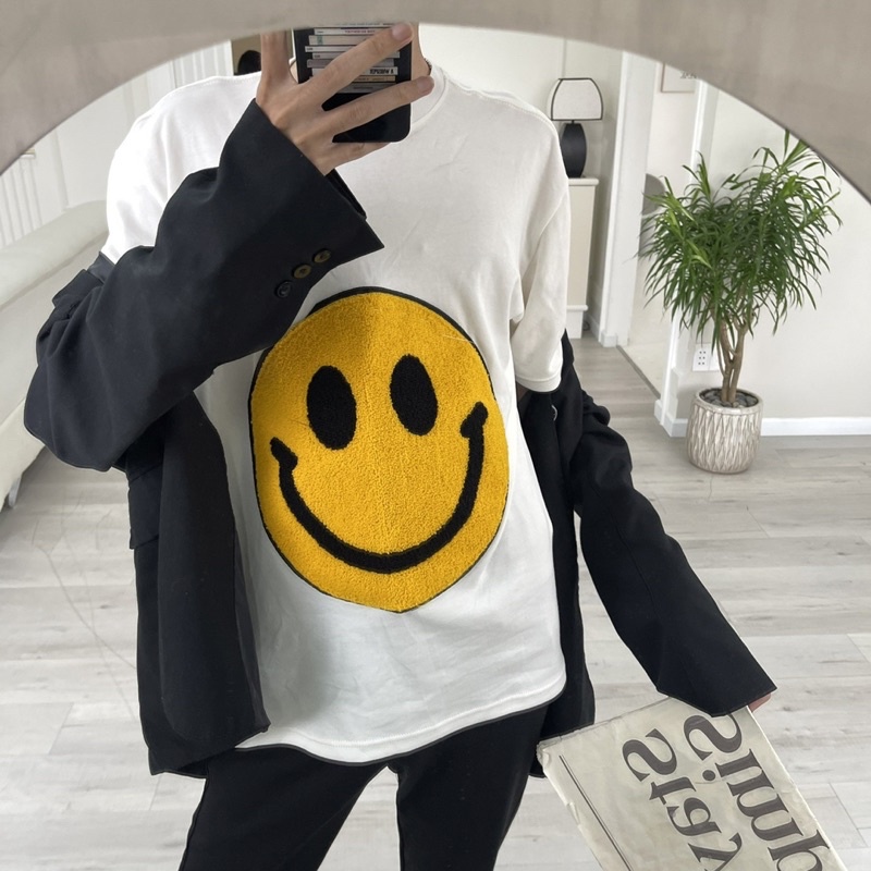 Áo Drew thêu xù cao cấp Áo thun drew thêu xù mặt cười