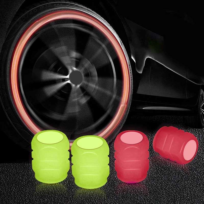 Bộ 4 Nắp Van Bánh Xe Dạ Quang Chống Bụi Hình Đầu Lâu Cho Audi BMW Benz Honda Toyota