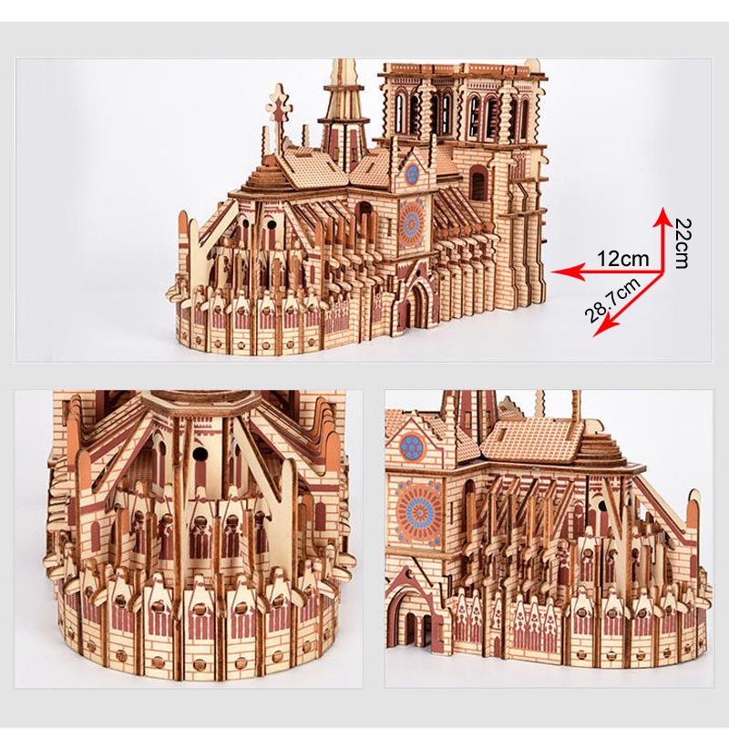DIY Đồ Chơi Lắp Ráp Mô hình 3D Bằng Gỗ, Nhà Tứ Hợp Viện ,Nhà vườn Tô Châu, Nhà Thờ Đức Bà