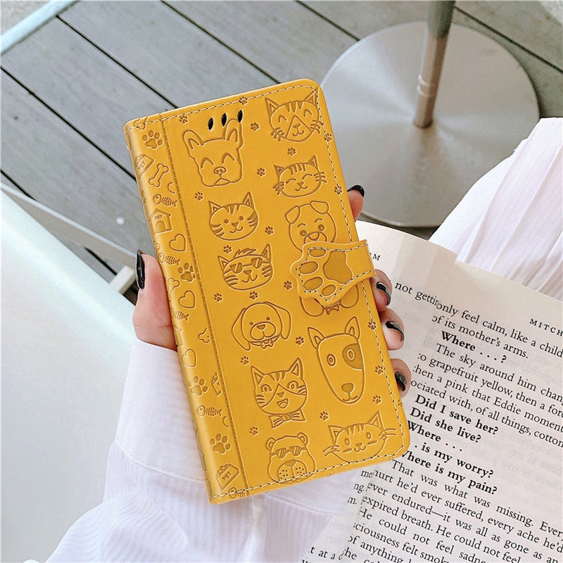Vỏ Bao Da pu Điện Thoại Nắp Lật Kiêm Ví Hình Mèo / Cún 3d Cho samsung a54 a53 a23 a14 note 10 lite plus 9 s8 + Ốp