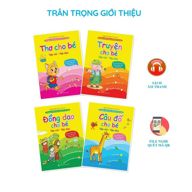 [Mã LIFEXANH03 giảm 10% đơn 500K] Sách - Truyện tiềm thức cho bé tập nói tập đọc Thơ Truyện Đồng dao Câu đố - 4 cuốn