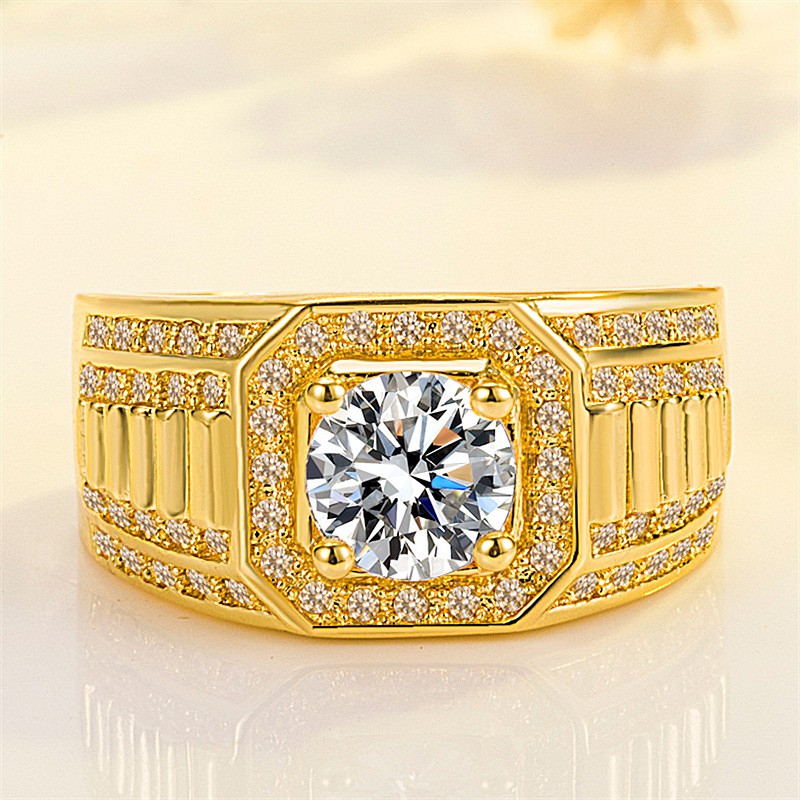 Nhẫn vàng / bạc sang trọng cho nam Nhẫn đính hôn kim cương Sapphire trắng