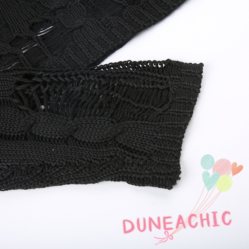 Áo Dệt Kim Khoét Rỗng Dáng Rộng Phong Cách Retro Cho Nữ DUNEA818