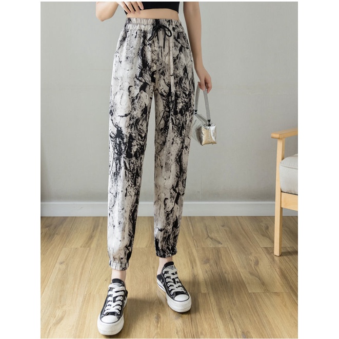 AMOI Quần Harem Ống Rộng Chống Muỗi Vải Chiffon Kiểu Cột Dây 2022 Cho Nữ