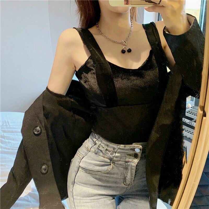 Áo Cup Nhung 2 Dây Bản To_Xưởng May Quang Anh