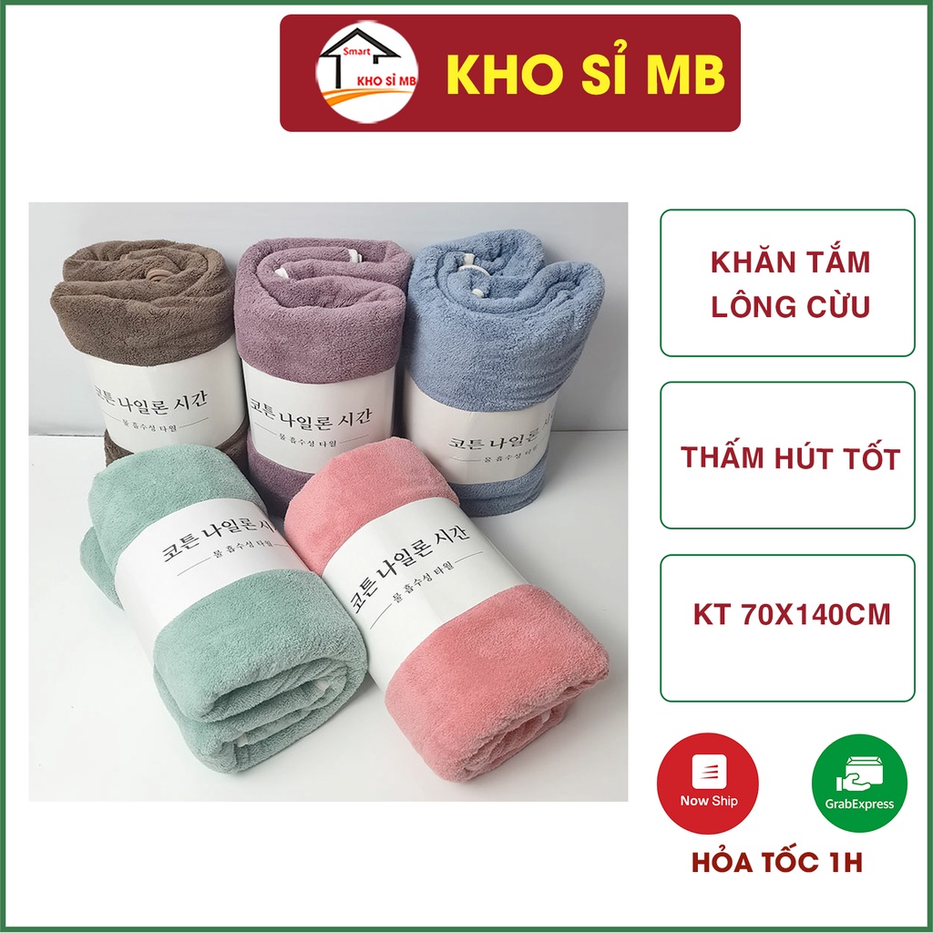 Khăn tắm lớn 70x140 dạng trơn mềm, mịn, thấm nước tốt, khăn tắm lông cừu hàn quốc cao cấp kho sỉ mb