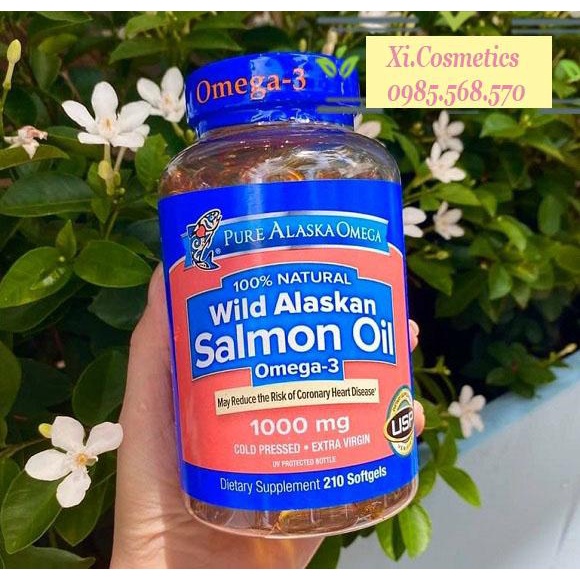 Viên uống dầu cá hồi Pure Alaska Omega-3 Wild Alaskan Salmon Oil 1000mg 210 viên